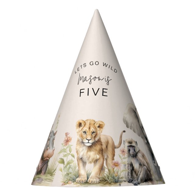 Lets Get Wild | Kids Birthday Party Party Hat (Front)