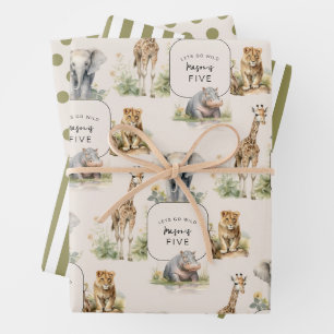 Lets Get Wild Kids Birthday Party Wrapping Paper Sheets
