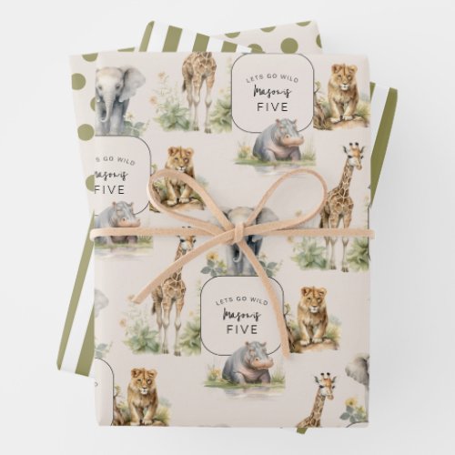 Lets Get Wild  Kids Birthday Party Wrapping Paper Sheets