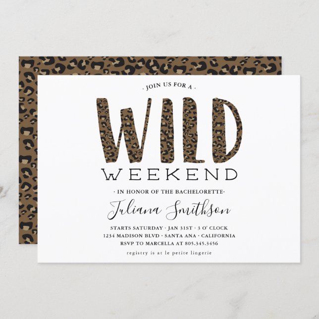 Let's Get Wild Leopard Bachelorette Weekend Invitation (Front/Back)