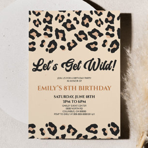 Let's Get Wild Leopard Cheetah Birthday Party Invitation