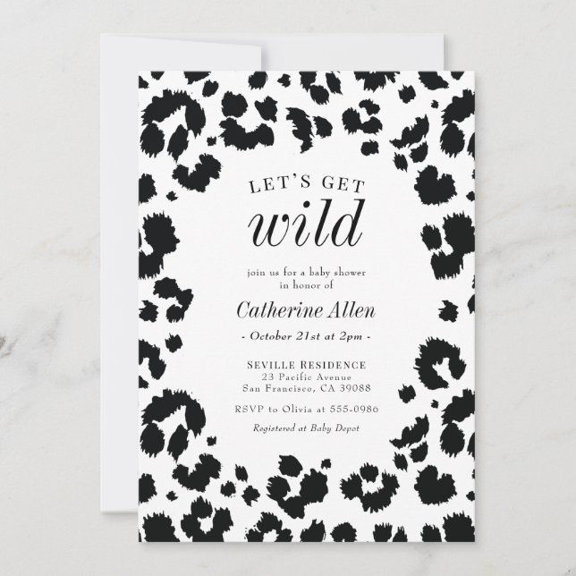 Let's Get Wild Leopard Print Baby Shower Invitatio Invitation (Front)