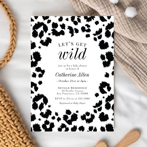 Lets Get Wild Leopard Print Baby Shower Invitation