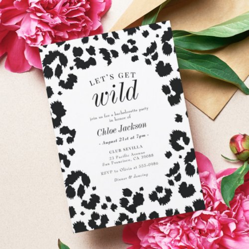 Lets Get Wild Leopard Print Bachelorette Party In Invitation