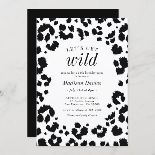 Lets Get Wild Leopard Print Birthday Invitation