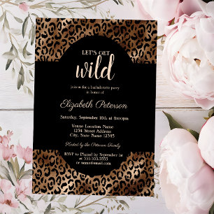 Let's Get Wild Leopard Print Brown Bachelorette Invitation