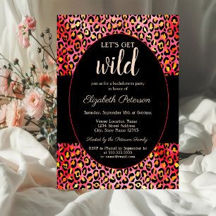 Let's Get Wild Leopard Print Red Bachelorette Invitation