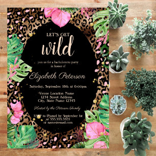 Let's Get Wild Leopard Print Tropical Invitation