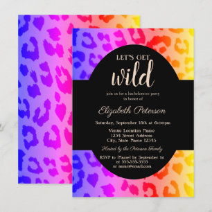 Let's Get Wild Ombre Leopard Print  Bachelorette   Invitation