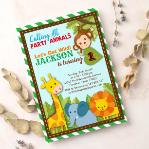 Let's get Wild Safari Adventure Birthday Invitation