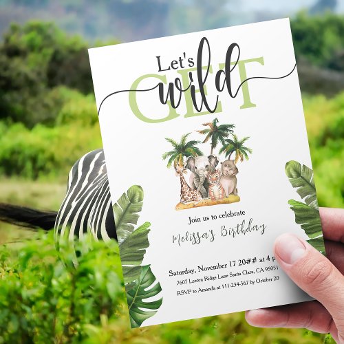 Lets Get Wild Safari Animals Fun Birthday Party Invitation