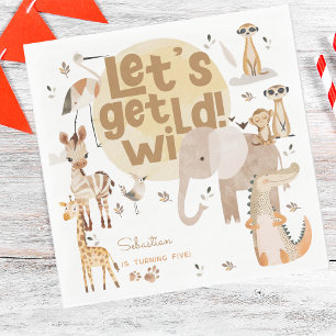 Let's get wild safari animals jungle kids birthday napkins