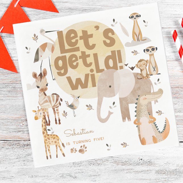 Let's get wild safari animals jungle kids birthday napkins (Creator Uploaded)