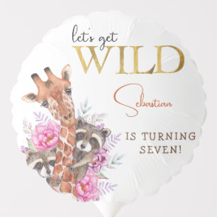 Let's get wild safari animals kids birthday party balloon