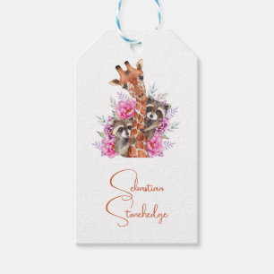 Let's get wild safari animals kids birthday party gift tags