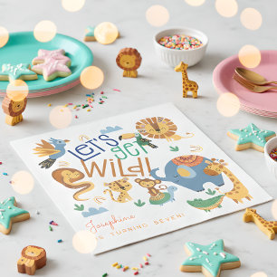 Let's get wild safari animals kids birthday party napkins