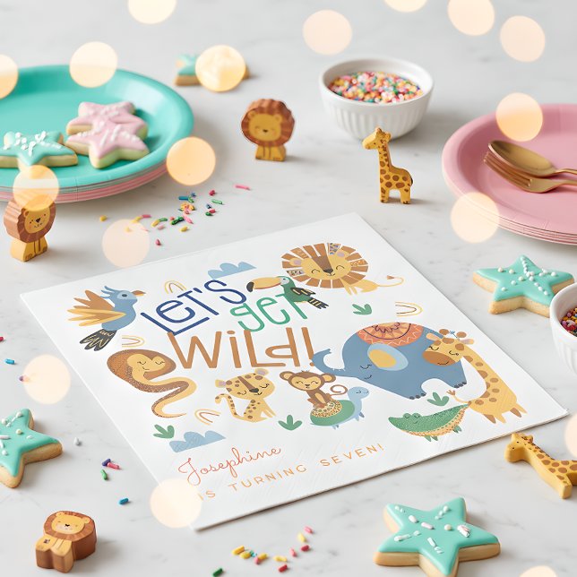Let's get wild safari animals kids birthday party napkins (Creator Uploaded)