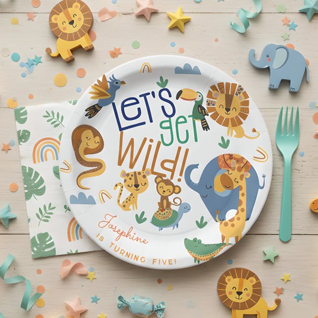 Let's get wild safari animals kids birthday party paper plates (Creator Uploaded)