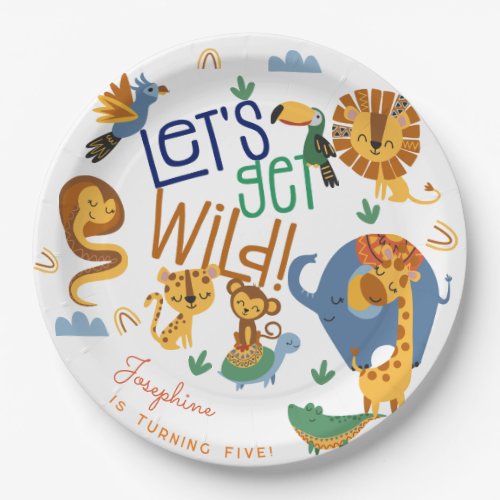 Lets get wild safari animals kids birthday party paper plates