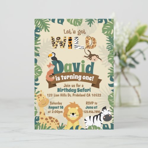 Lets Get Wild Safari Birthday Invitation