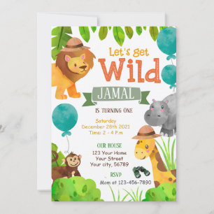 Let's get wild safari birthday Invitation, Jungle Invitation