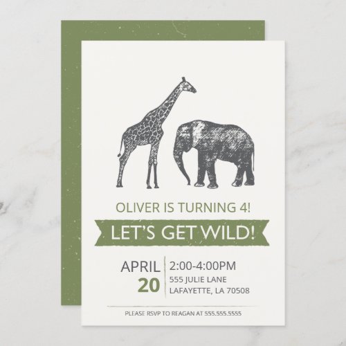Lets Get Wild Safari Birthday Party Invitation