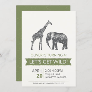 Let's Get Wild Safari Birthday Party Invitation
