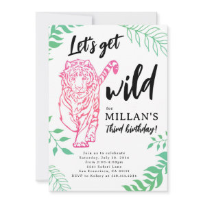 Let's Get Wild Tiger Birthday Invitation