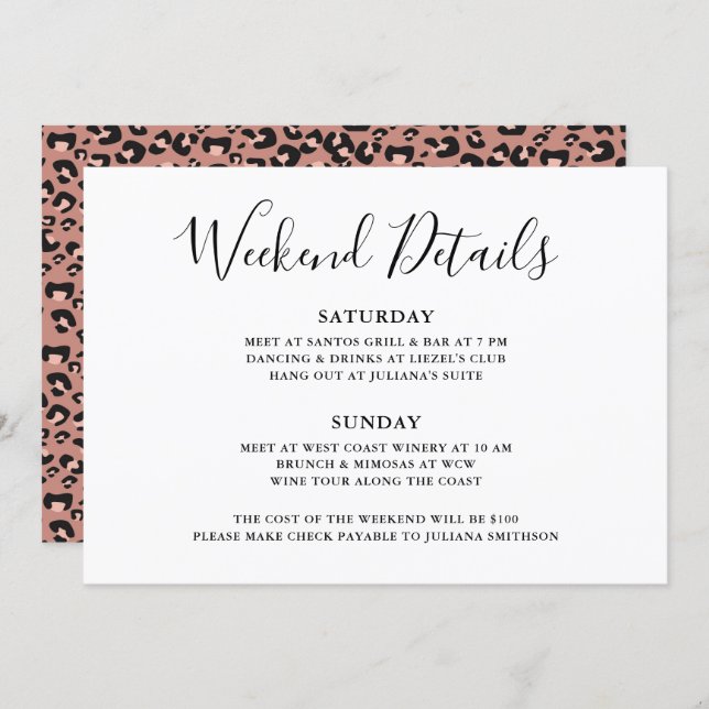 Let's Get Wild Weekend Detail Leopard Bachelorette Invitation (Front/Back)