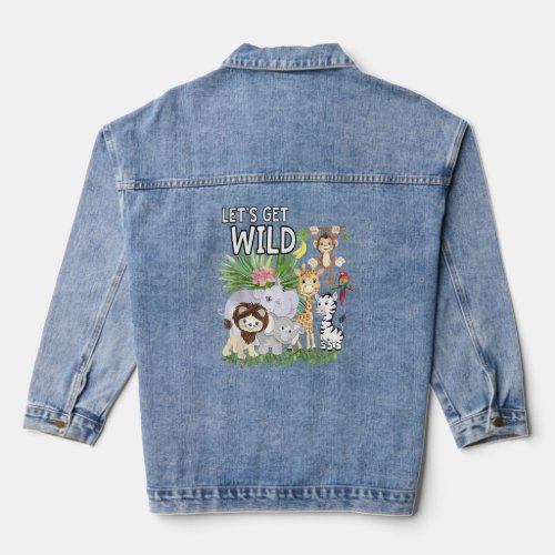 Lets Get Wild Zoo Animals Safari Party A Day At T Denim Jacket