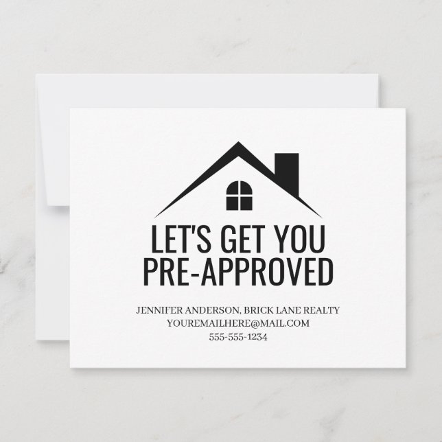 Let's Get You Pre-Approved Real Estate Card (Front)