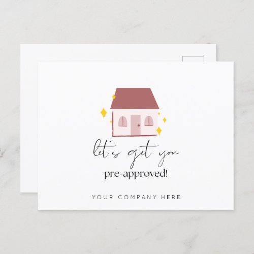 Lets Get You Pre_Approved Real Estate Marketing Postcard