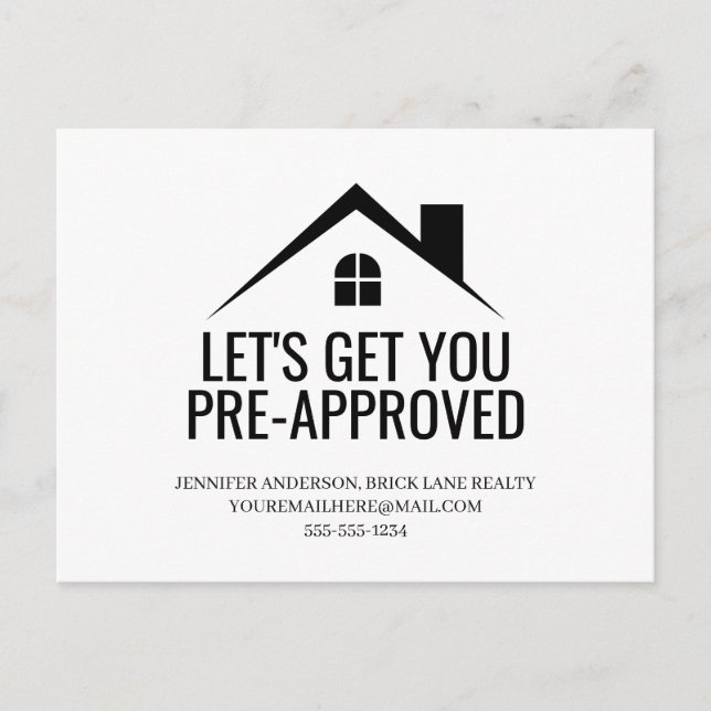 Let's Get You Pre-Approved Real Estate  Postcard (Front)