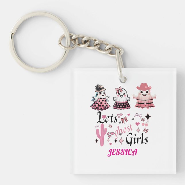 Lets ghost Girls Halloween feminine girly Keychain (Front)