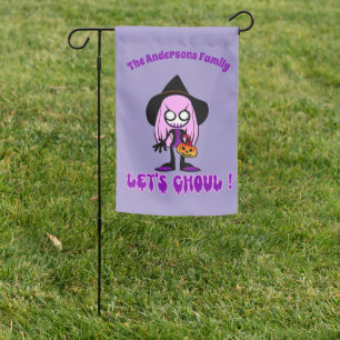 Let's Ghoul Funny Halloween Trick Treats Witch  Garden Flag