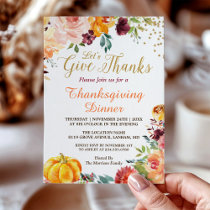 Let's Give Thanks Fall Pumpkin Thanksgiving Dinner Invitation