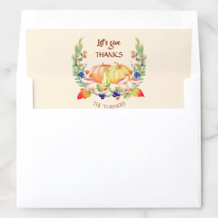 Let's Give Thanks Fall Wreath Pumpkin Thanksgiving Envelope Liner