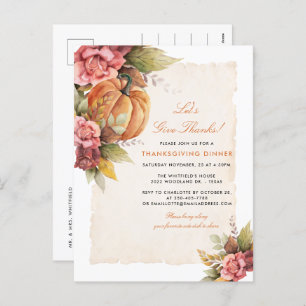 Let's Give Thanks Thanksgiving Dinner Holiday Postcard