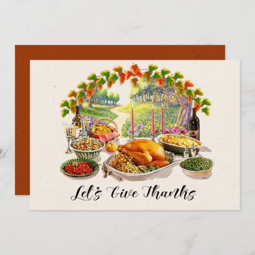 Lets Give Thanks Thanksgiving Dinner  Invitation