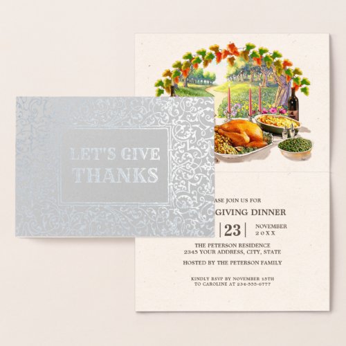 Lets Give Thanks Thanksgiving Dinner Invitation