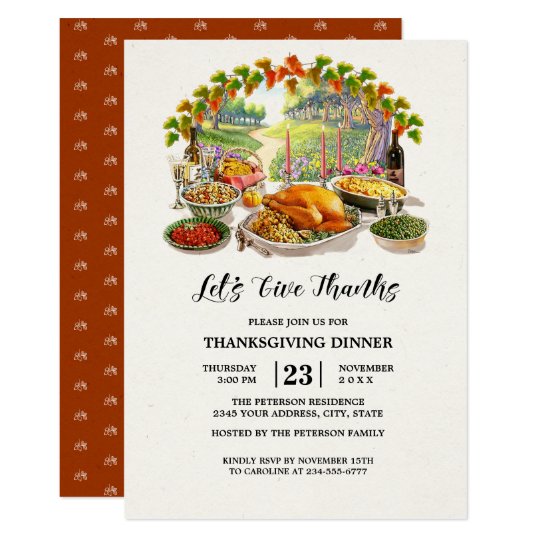 let s give thanks thanksgiving dinner invitations zazzle com