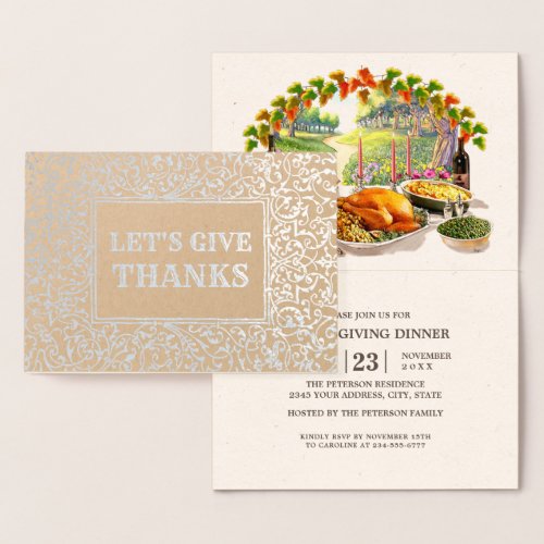 Lets Give Thanks Thanksgiving Dinner Invite 