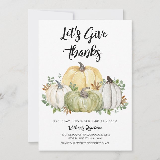 Let's Give Thanks Thanksgiving Invitation (Front)