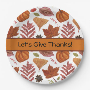 Let's Give Thanks Thanksgiving Paper Plates