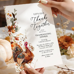 Let's Give Thanks Together Thanksgiving Invitation