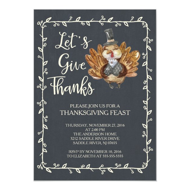 Let's Give Thanks Turkey Thanksgiving Dinner Card