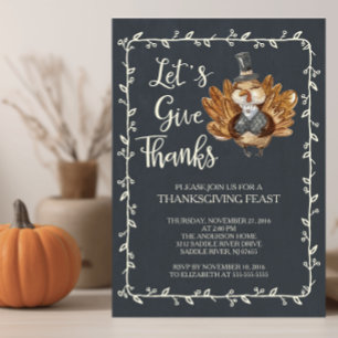Let's Give Thanks Turkey Thanksgiving Dinner Invitation