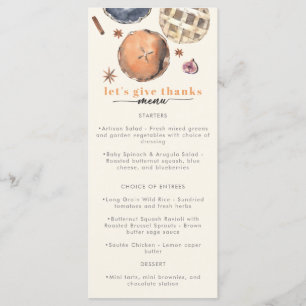Let's Give Thanks Watercolor Thanksgiving Menu
