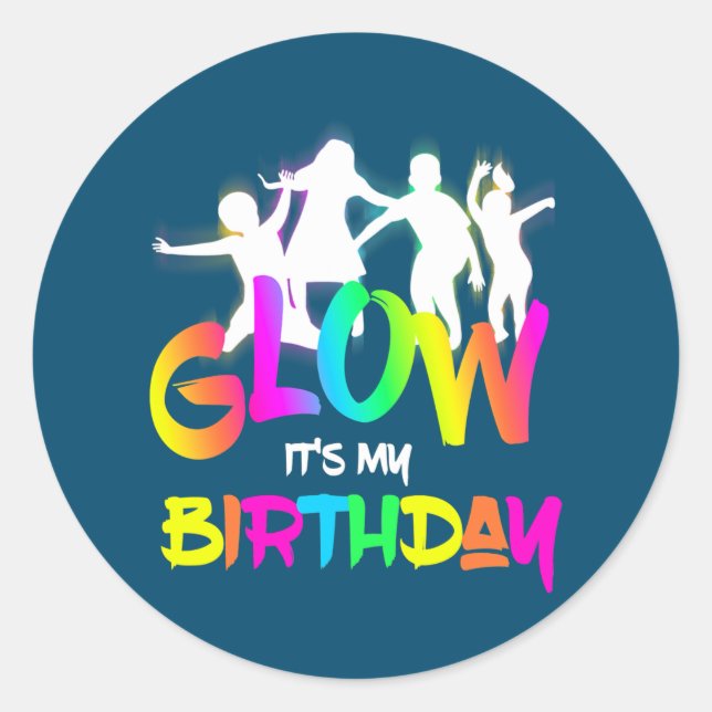 Let's Glow Crazy Its My Birthday Dancing Kid Classic Round Sticker (Front)