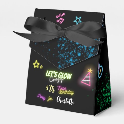 Lets glow crazy neon birthday favor boxes